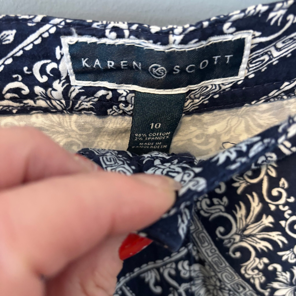 Karen Scott Women's Navy Blue & White Floral Paisley Cotton Tennis Skort, SZ 10 - Picture 6 of 6